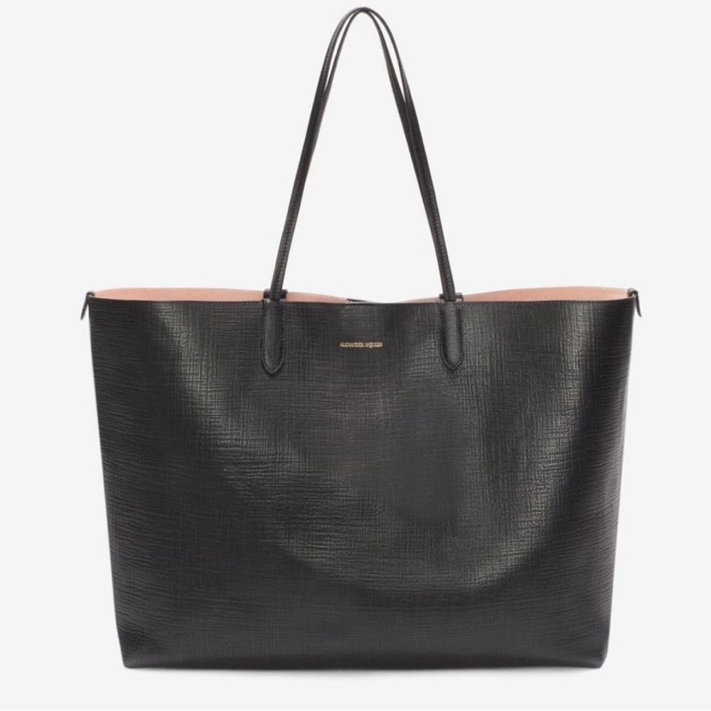 Alexander McQueen Iconic Black Leather Shopper Tote